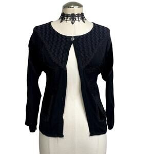 Y2k Velvet Embroidered Tie Back Victorian Goth Whimsigoth Boho Cardigan